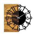 Ceas de perete, Wooden Clock 1, Lemn/metal, Dimensiune: 58 x 3 x 58 cm, Nuc / Negru