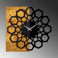 Ceas de perete, Wooden Clock 30, Lemn/metal, Dimensiune: 58 x 3 x 58 cm, Nuc / Negru