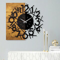 Ceas de perete, Wooden Clock 26, Lemn/metal, Dimensiune: 59 x 3 x 58 cm, Nuc / Negru