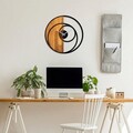 Ceas de perete, Circle, Lemn/metal, Dimensiune: 56 x 3 x 56 cm, Nuc / Negru