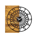 Ceas de perete, Wooden Clock 6, Lemn/metal, Dimensiune: 57 x 3 x 58 cm, Nuc / Negru