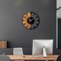 Ceas de perete, Linear, Lemn/metal, Dimensiune: 56 x 3 x 56 cm, Nuc / Negru