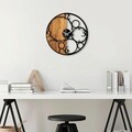 Ceas de perete, Circles, Lemn/metal, Dimensiune: 56 x 3 x 56 cm, Nuc / Negru