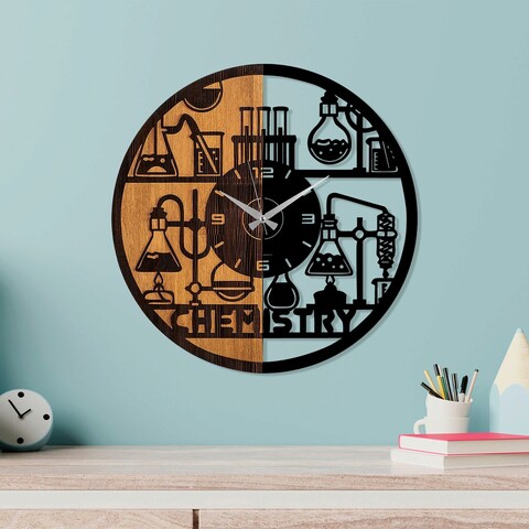 Ceas de perete, Wooden Clock, Lemn/metal, ø56 cm, Nuc / Negru