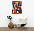 Tablou decorativ, DC279, Rama din lemn (grosime 3 cm), Multicolor