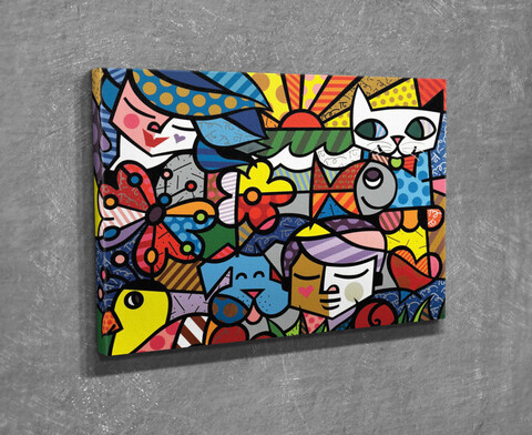 Tablou decorativ, DC339, Rama din lemn (grosime 3 cm), Multicolor