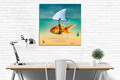 Tablou decorativ, KC304, Rama din lemn (grosime 3 cm), Multicolor