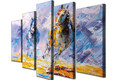 Set 5 tablouri decorative, BC105, Canvas, Lemn, Multicolor