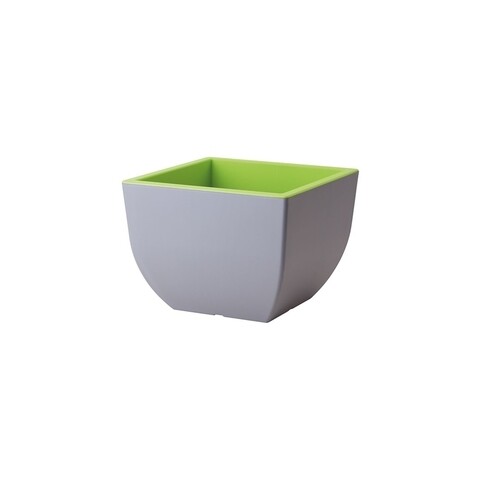 Ghiveci patrat Muna, 40cm, gri inchis/verde deschis