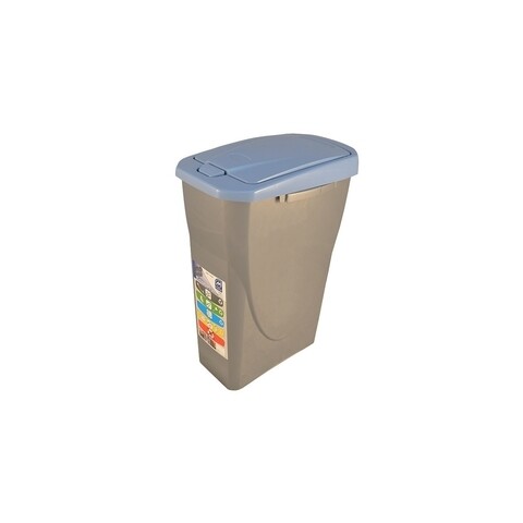 Cos de gunoi ECO BIN cu capac push, colectare selectiva, plastic, 25 L, albastru