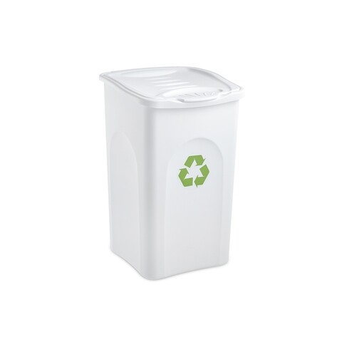 Pubela Begreen cu capac, colectare selectiva, plastic, 50 L, alb