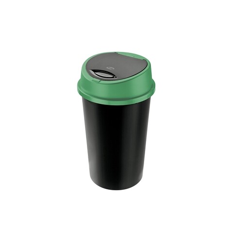 Cos de gunoi Bingo cu capac push, colectare selectiva, plastic, 45 L, verde
