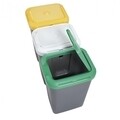Cos de gunoi TRIO 3 x 25 L, colectare selectiva, plastic, galben/alb/verde