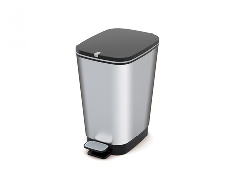 Cos de gunoi Chis S cu pedala, plastic, 5.6 L, gri metalizat