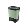 Cos de gunoi Idea cu pedala, plastic, 24 L, negru/verde