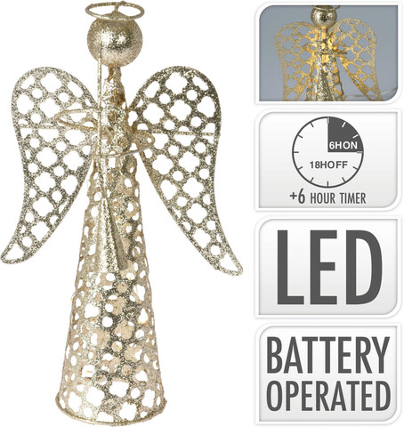 Angel Fénydekoráció, H30 cm, fém, aranyszín