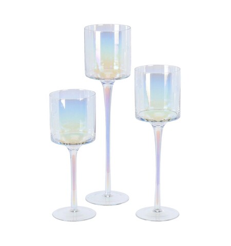 3 db Gyertyatartó, 25 cm/30 cm/ 35 cm, üveg