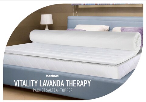 Pachet saltea Vitality Lavanda 90x200x15 cm si topper Lavanda 7 Zone
