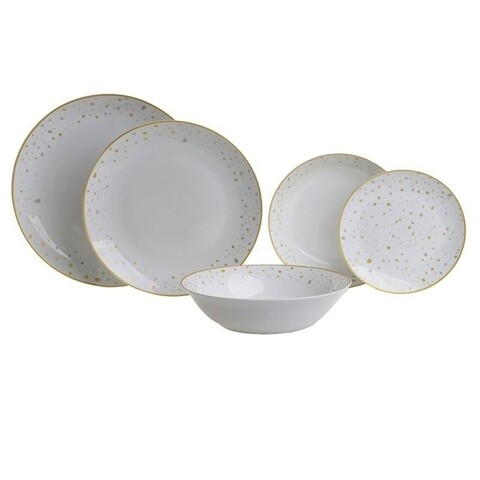 Serviciu de masa din portelan Points , InArt, 20 piese, alb/auriu
