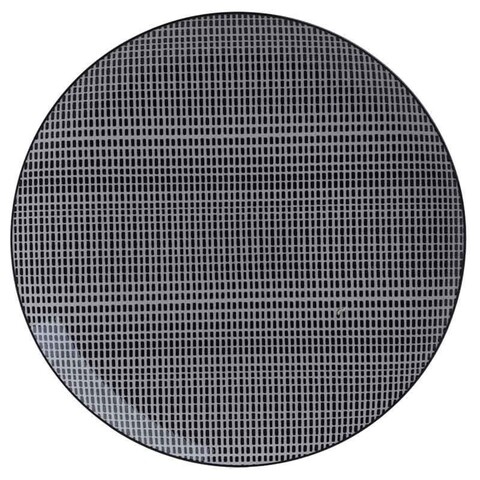 Set 12 platouri Plaid, InArt, Ø27 cm, portelan, negru/alb