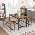 Masa dining Vasagle, Alinru, 120 x 75 x 75 cm, PAL/otel, maro rustic/negru