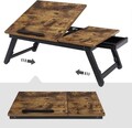 Masuta pentru laptop, Songmics, inaltime ajustabila, 55 x 35 x 23 cm, MDF/bambus, maro rustic