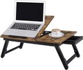 Masuta pentru laptop, Songmics, inaltime ajustabila, 55 x 35 x 23 cm, MDF/bambus, maro rustic
