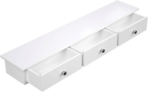 Raft de perete cu 3 sertare, Songmics, 80 x 15 x 10 cm, MDF, alb