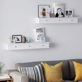 Raft de perete cu 3 sertare, Songmics, 80 x 15 x 10 cm, MDF, alb