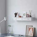Raft de perete cu 3 sertare, Songmics, 80 x 15 x 10 cm, MDF, alb