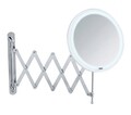 Oglinda cosmetica telescopica, Wenko, Barona, LED, 20 x 55 x 34 cm, inox/plastic, gri