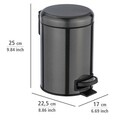 Cos de gunoi, Wenko, Leman, 17 x 22.5 x 25 cm, 3 L, inox/polipropilena, negru