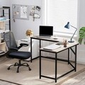 Birou de colt, Vasagle, Grey Corner, 149 x 149 x 75 cm, PAL/otel, gri