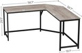 Birou de colt, Vasagle, Grey Corner, 149 x 149 x 75 cm, PAL/otel, gri