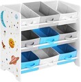 Organizator jucarii / mobilier camera copilului, Songmics, cu 9 cutii detasabile, 62.5 x 29.5 x 60 cm, multicolor
