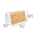 Cutie pentru paine, Wenko, Kubo, 35 x 26.5 x 20.5 cm, plastic/bambus, alb/maro
