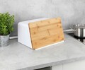 Cutie pentru paine, Wenko, Kubo, 35 x 26.5 x 20.5 cm, plastic/bambus, alb/maro