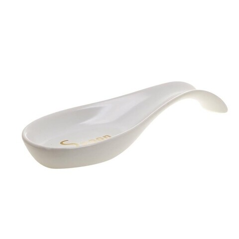 Suport pentru lingura InArt, 22x8x2 cm, portelan, alb/auriu