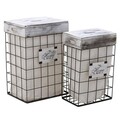 Set 2 cosuri de rufe InArt, metal/poliester, alb/negru
