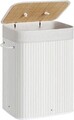 Cos de rufe, Songmics, 40 x 30 x 60 cm, 72 L, bambus/fier, alb