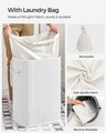 Cos de rufe, Songmics, 40 x 30 x 60 cm, 72 L, bambus/fier, alb
