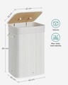 Cos de rufe, Songmics, 40 x 30 x 60 cm, 72 L, bambus/fier, alb