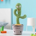 Jucarie cactus dansator si vorbitor, cu muzica si LED-uri multicolore Pinxi, InnovaGoods, 32 x 14 x 9 cm