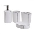Set de baie din ceramica, InArt, 4 piese, alb/argintiu