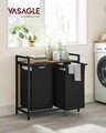 Cos de rufe cu 2 compartimente si 1 raft Vasagle, 73 x 33 x 72 cm, 2 x 46 L, otel/tesatura Oxford, negru