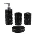 Set de baie din ceramica, InArt, 4 piese, negru/auriu