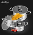 Set de gatit 6 piese, cu manere pliabile, Cooking by Heinner, Milena, inox, gri