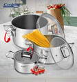 Set de gatit 6 piese, cu manere pliabile, Cooking by Heinner, Milena, inox, gri