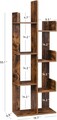 Corp biblioteca cu 8 compartimente Vasagle, 50 x 25 x 140 cm, PAL, maro rustic