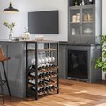 Dulap pentru sticle de vin Songmics, 24 sticle, 66 x 30 x 100 cm, MDF/bambus/otel, maro rustic